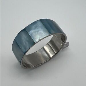 VTG Blue Shell and Silver Bangle Bracelet